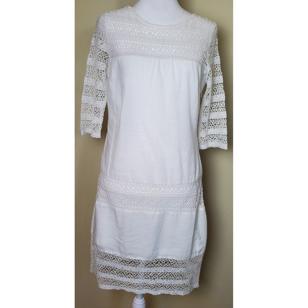 NWT Gretchen Scott XXS White Ivory Cotton Lace Short Dress Graduation Coastal‎